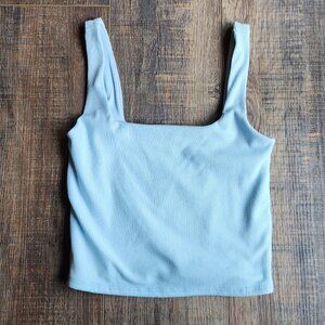 Ribbed Cropped Tank Top in Light Blue Size Small